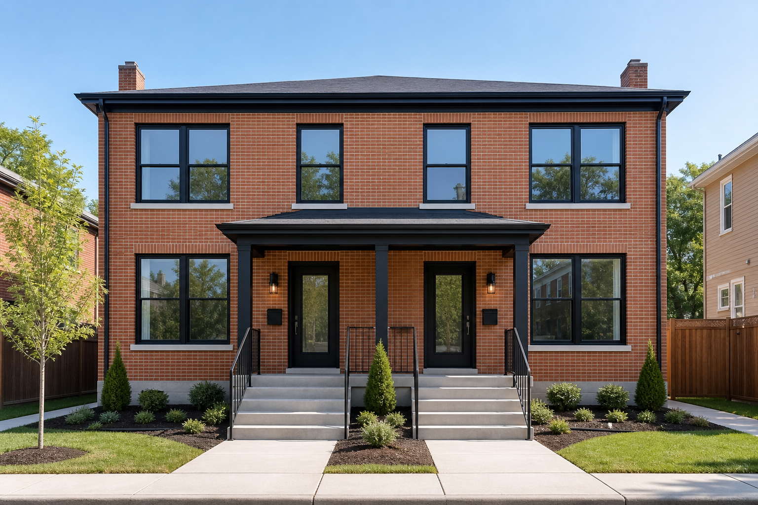 Renovated brick duplex investment property with modern black windows