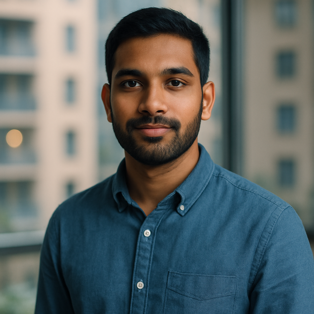 Portrait of Mehul Desai, a renter in Surat