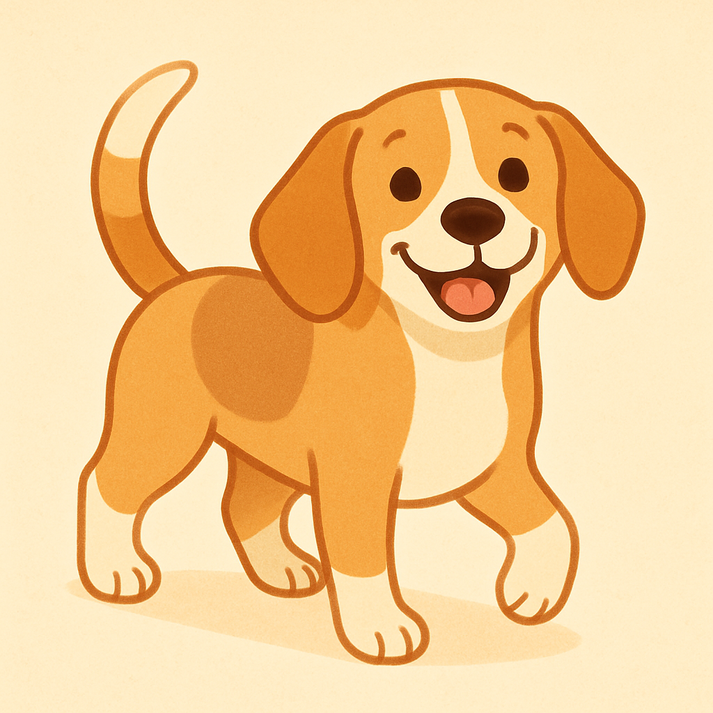 Playful beagle with a wagging tail