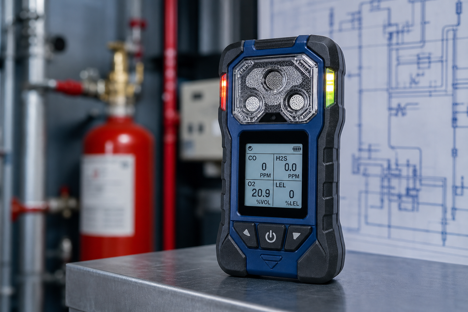 Portable gas detector product visual for Alarm & Alert Functions