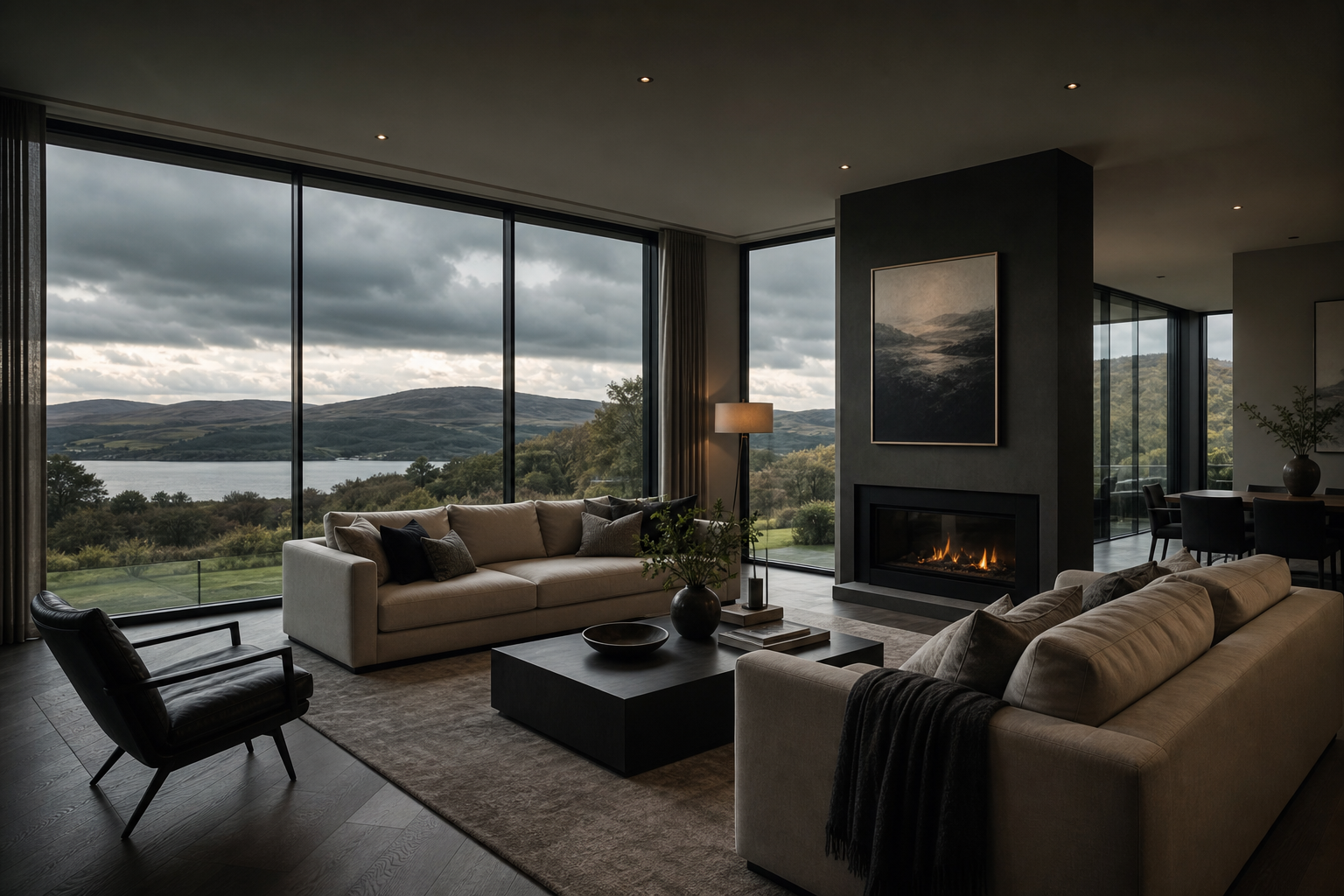 High-end modern property interior with cinematic natural light