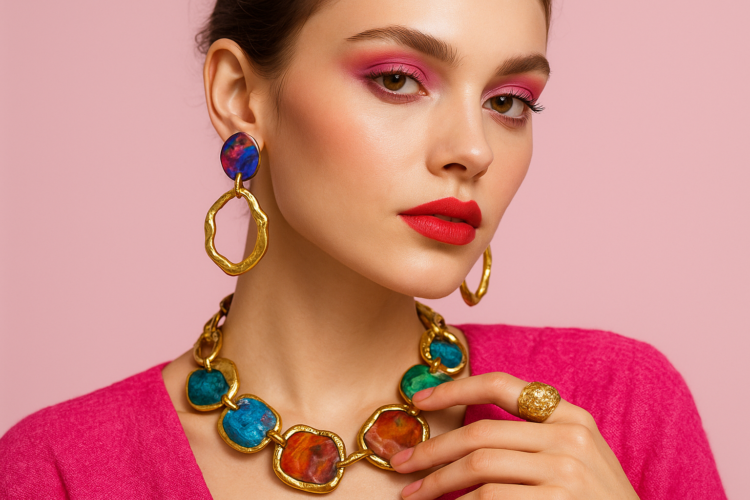 Editorial: Artistic closeup with bold accessories
