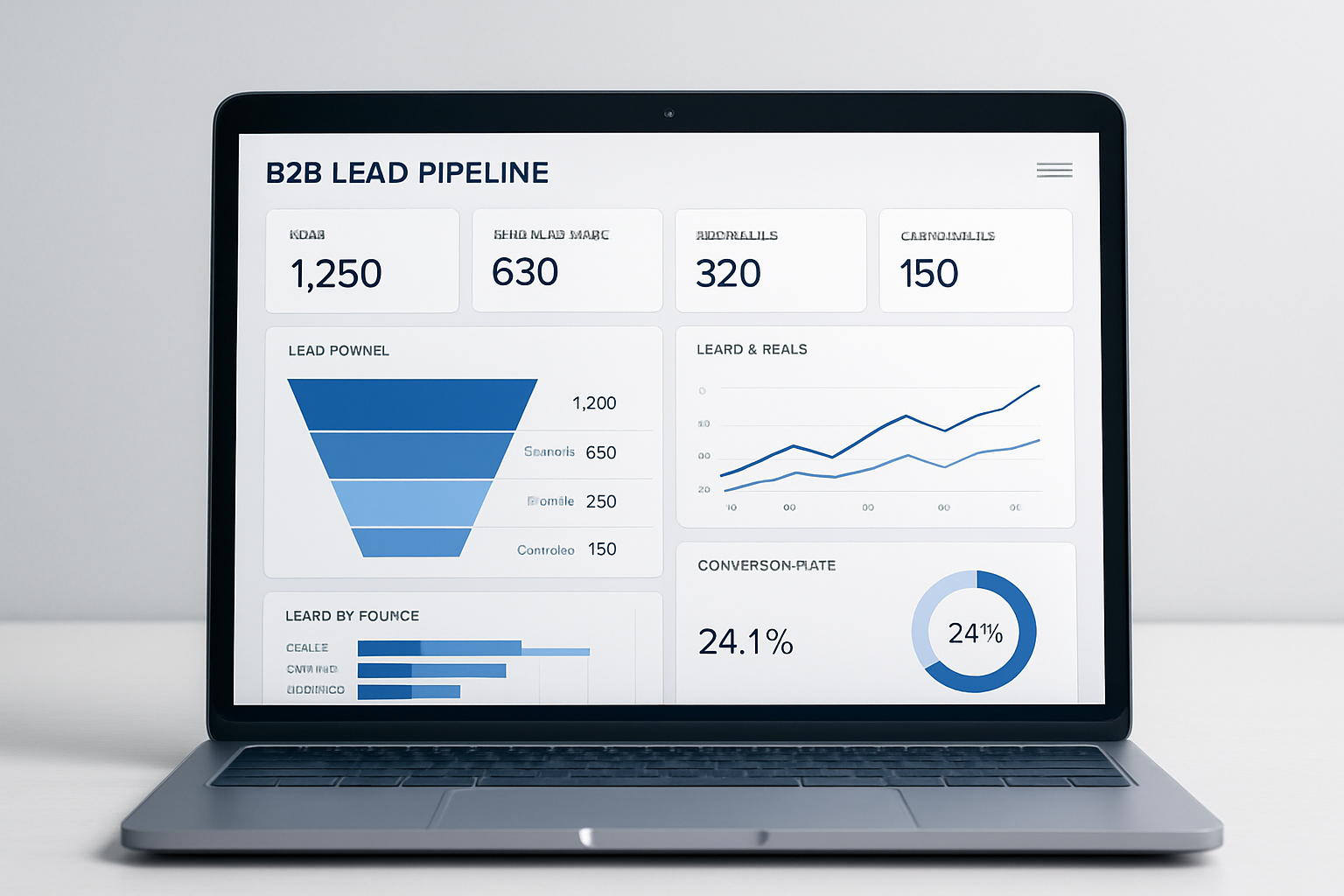 Modern dashboard showing verified B2B lead pipeline metrics