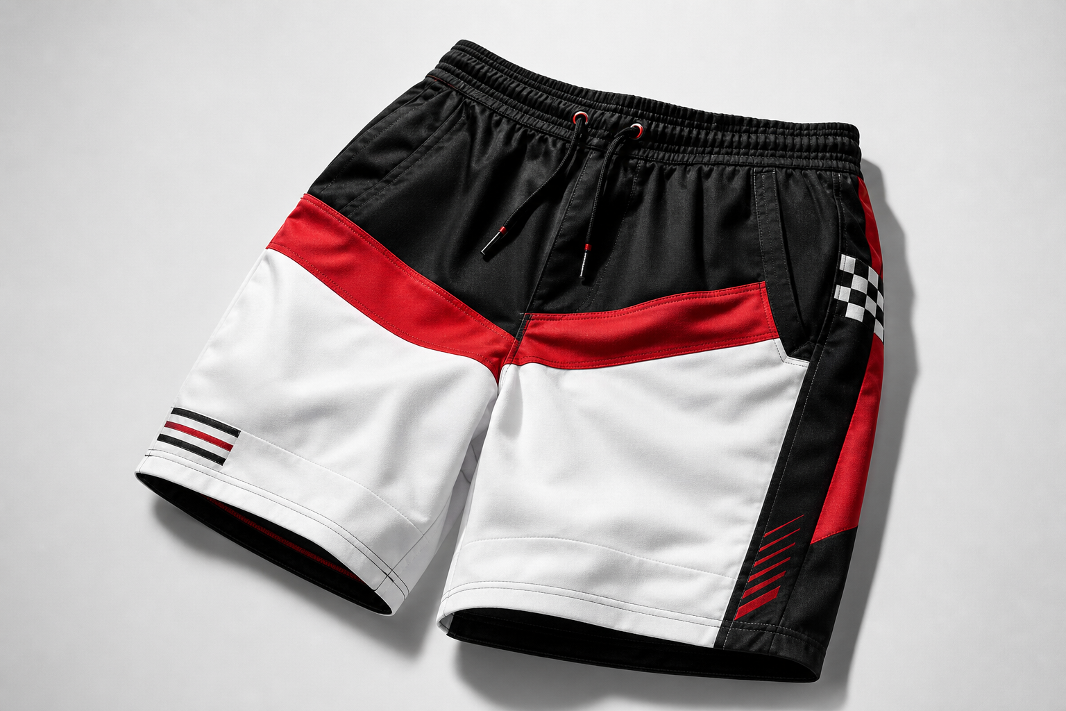 Premium racing-inspired shorts with lightweight structure and clean red accents.