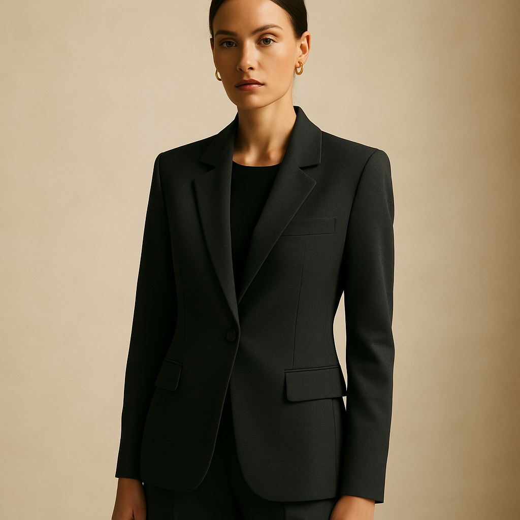 Editorial portrait of a model in a minimalist studio