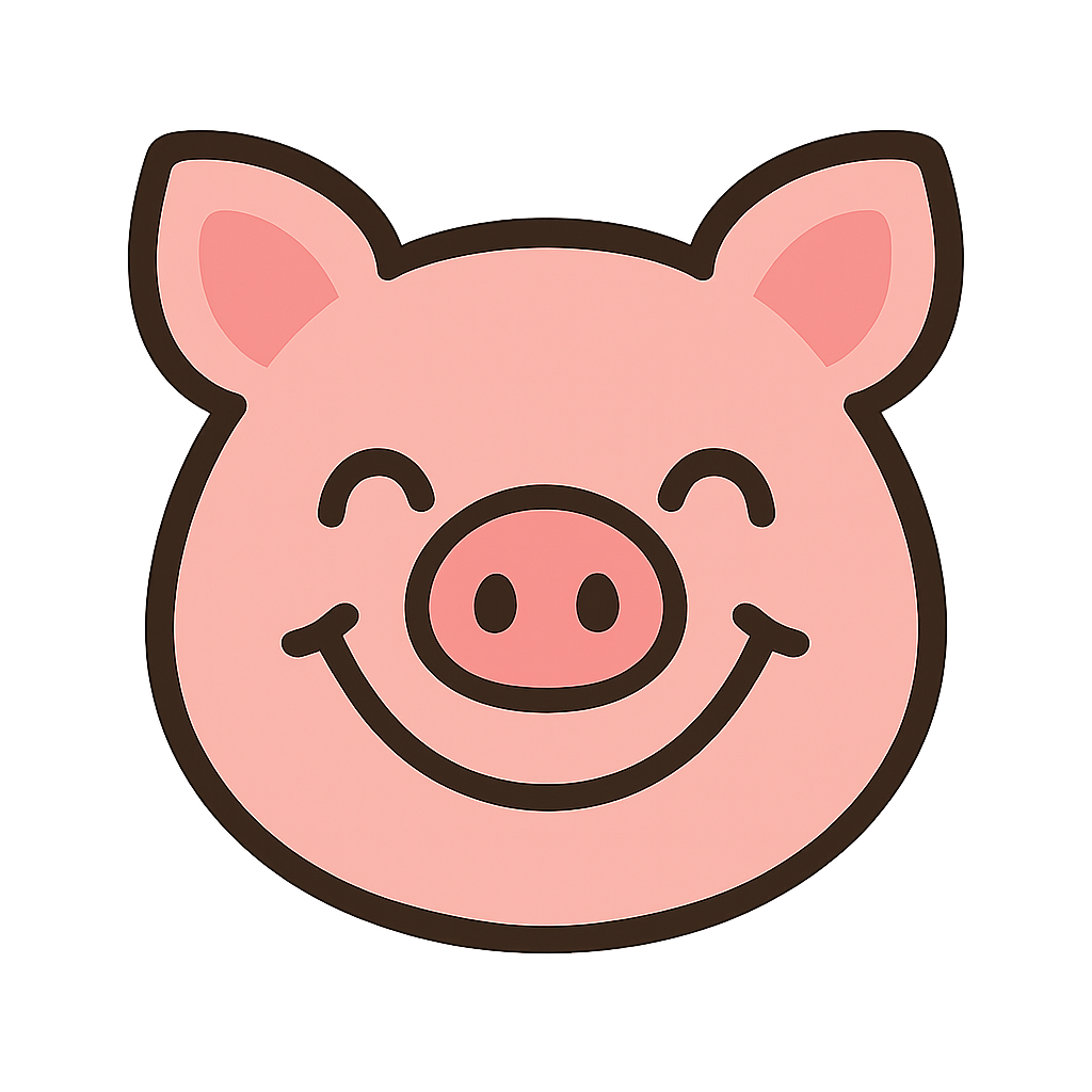 Crazy Pigs smiling cartoon logo