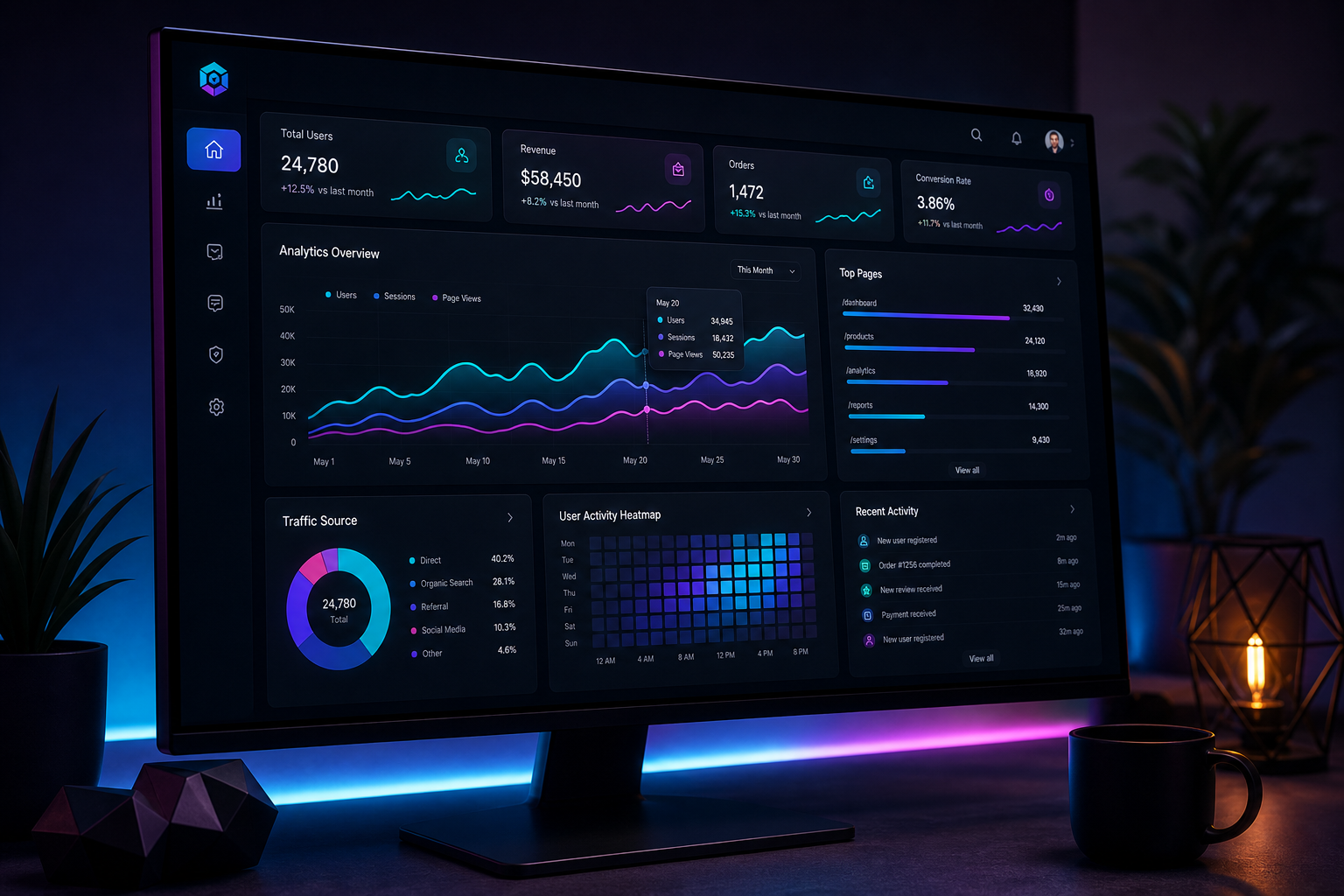 Web project archive thumbnail for analytics dashboard redesign