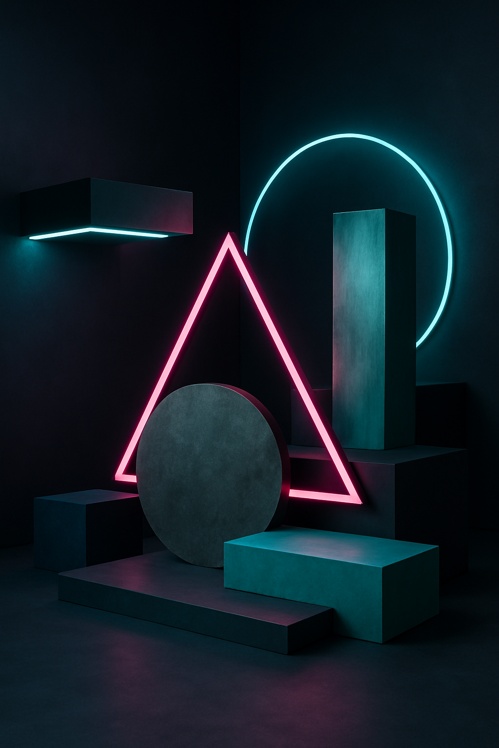 Creative direction setup with neon accents and layered textures