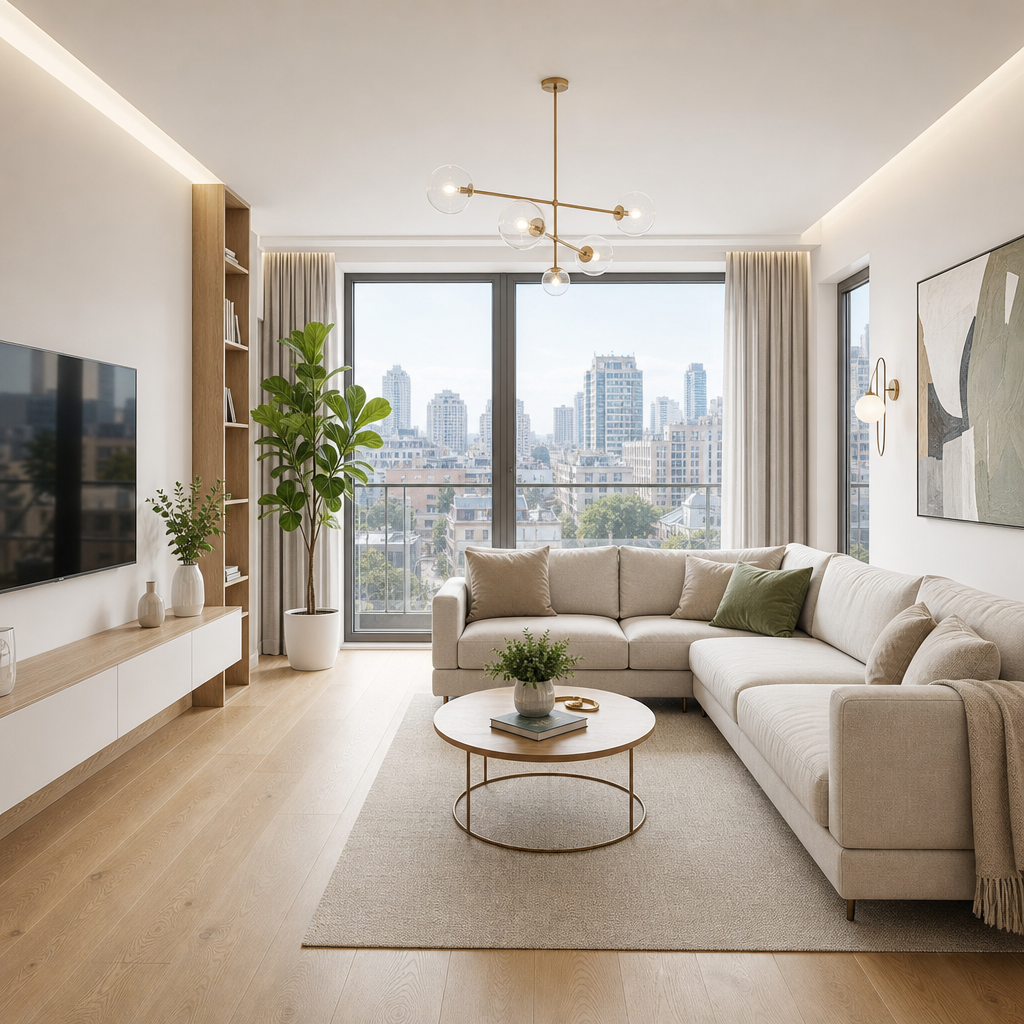 Family Apartment with Park Access main living area