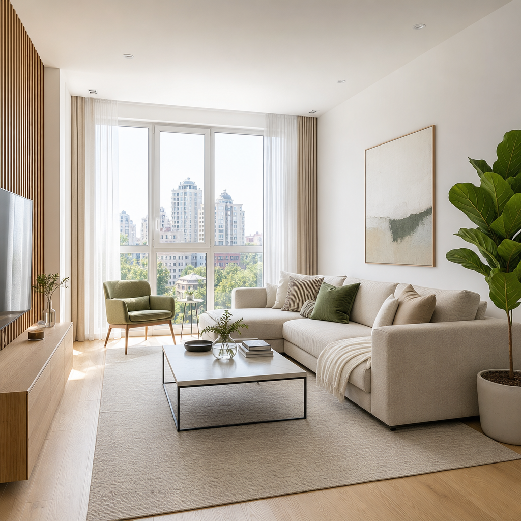 Modern 2-Bedroom Apartment main living area
