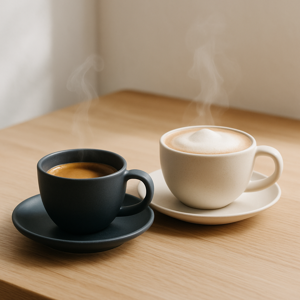 Freshly poured coffee cups