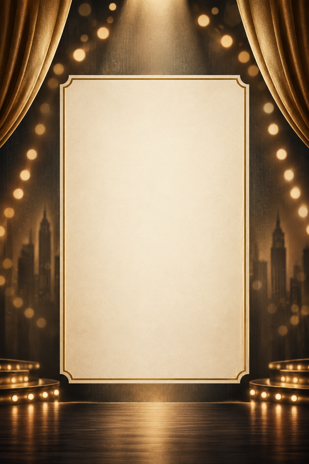 Editable portrait artwork slot for Golden Age of Broadway revue