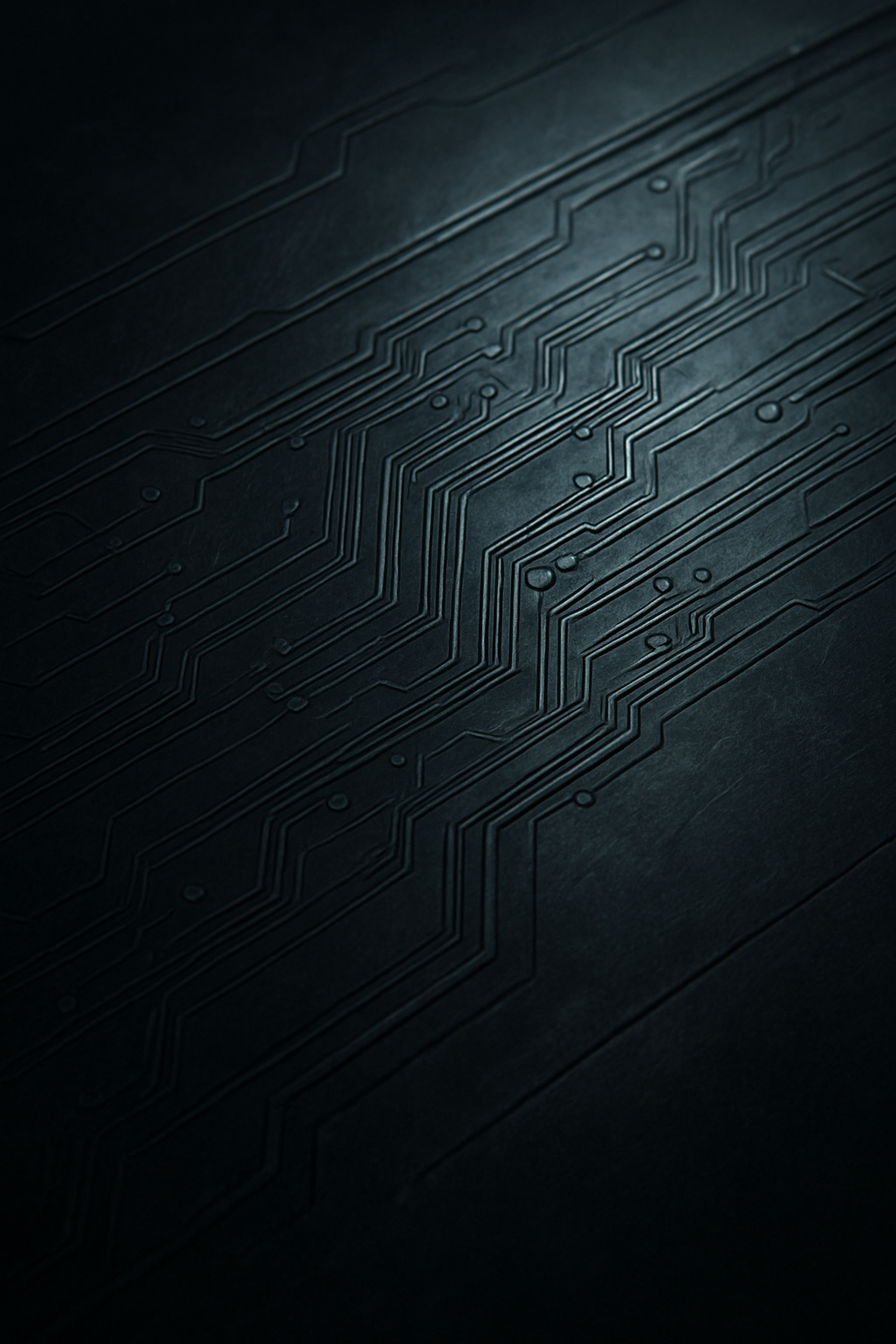 Cinematic dark metal texture with faint circuitry
