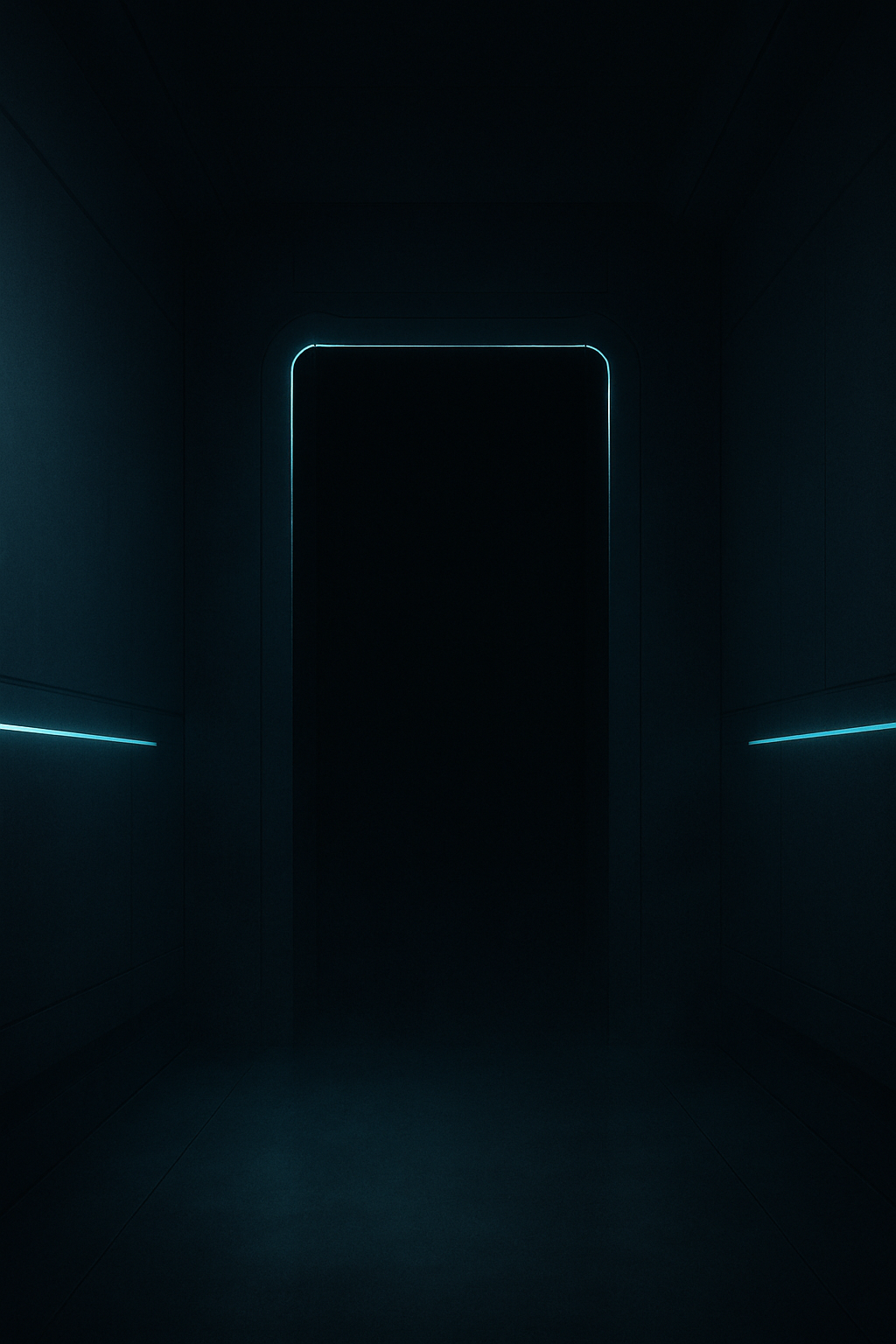 Dark cinematic placeholder showing a shadowed doorway glow