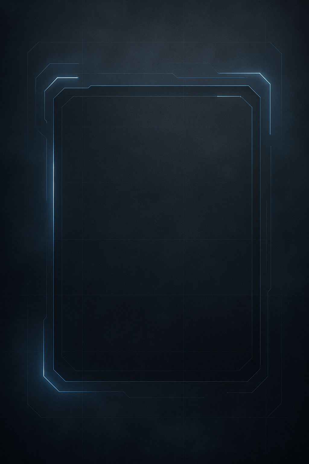 Dark cinematic lore panel with subtle blue glow