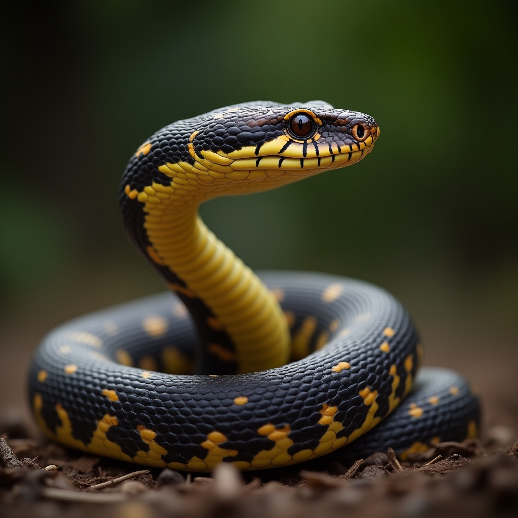 Image of a snake displaying defensive posture and patterns
