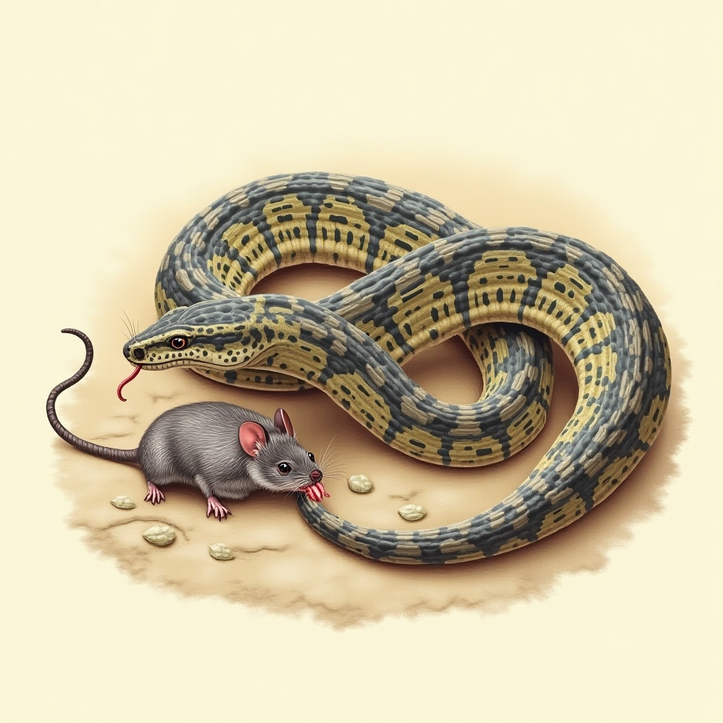 Photo of a snake eating a mouse, representing its carnivorous diet