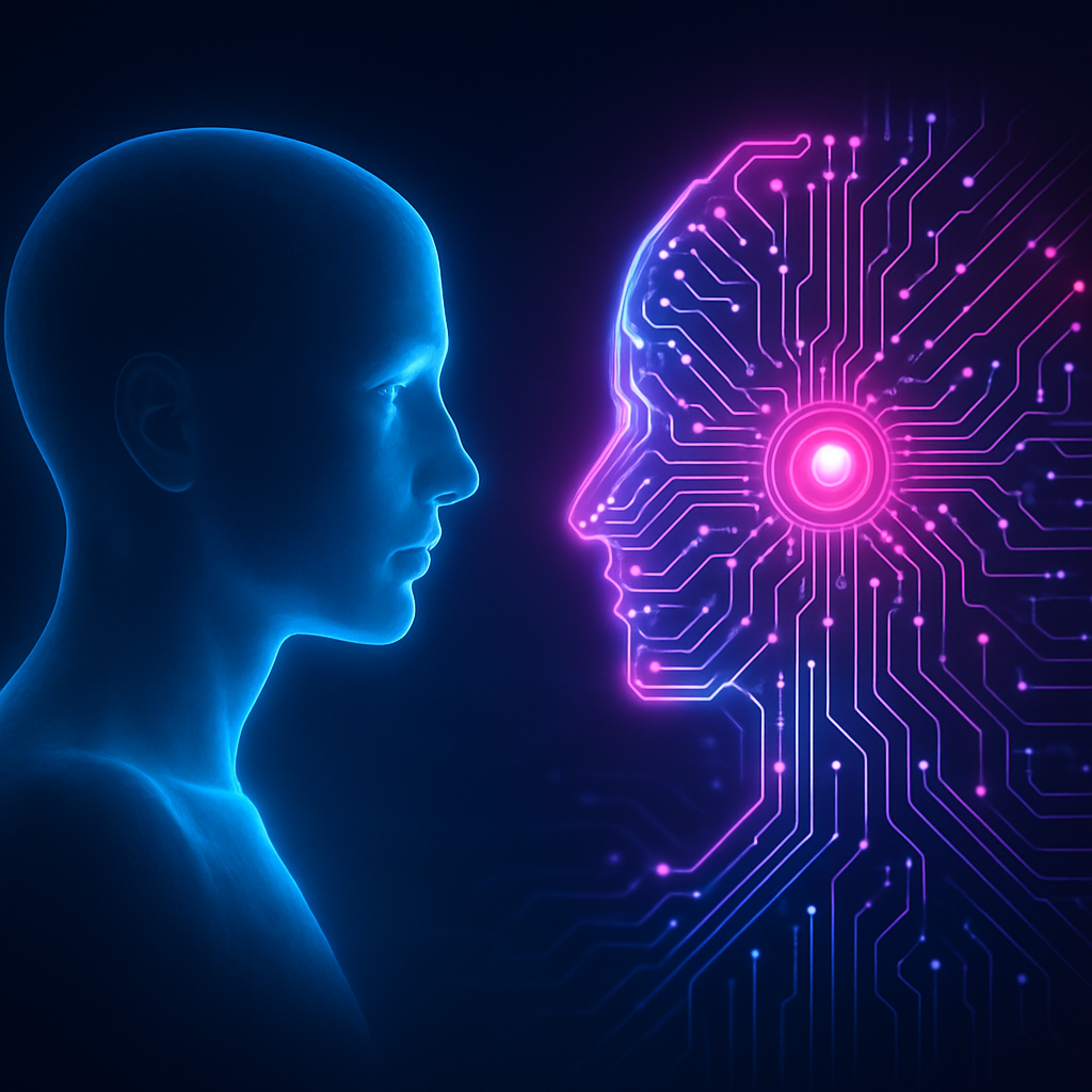 Human and AI interface visualization with holographic biology