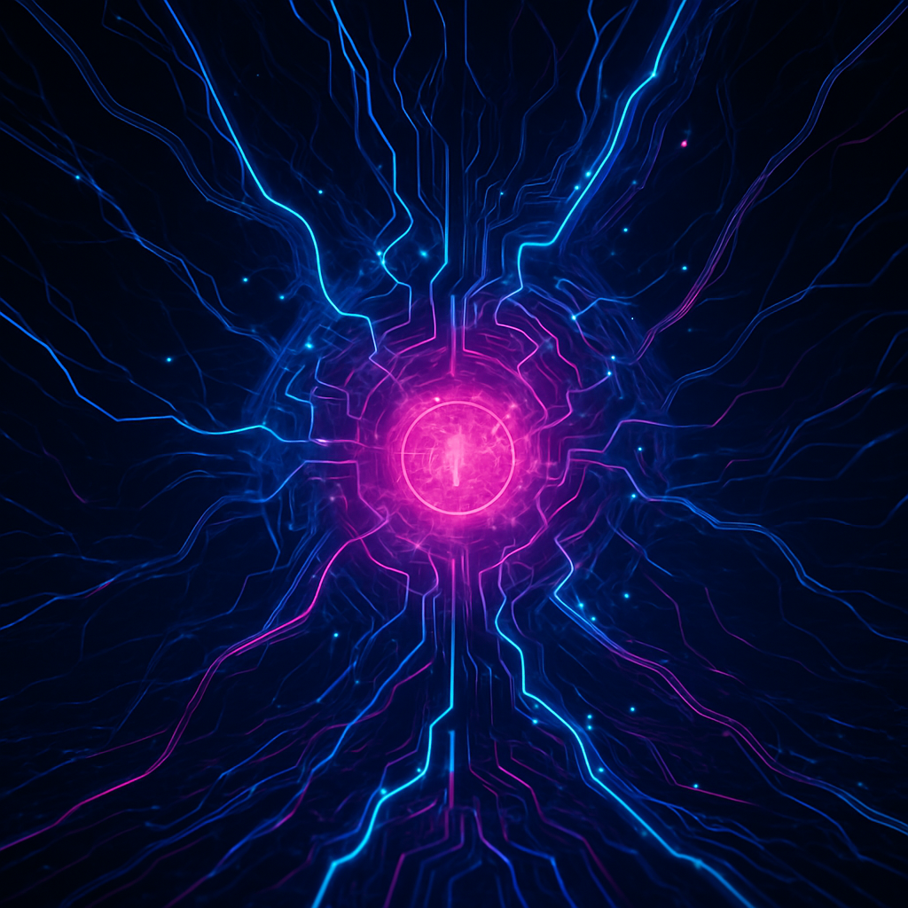 Futuristic biosignal nexus with glowing neural pathways