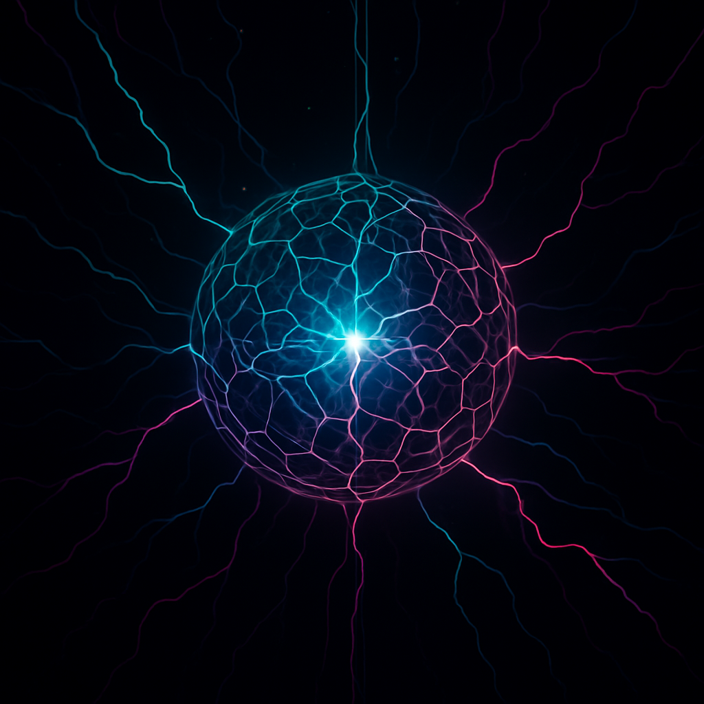 Glowing neural network core with electric pathways