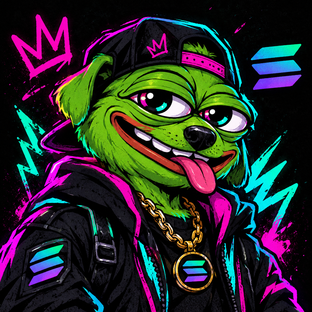 Small framed portrait of Pepe Dog with chaotic frog-dog meme energy