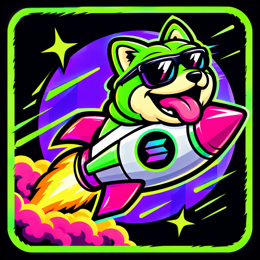 Small meme-style rocket dog icon for the pump.fun button