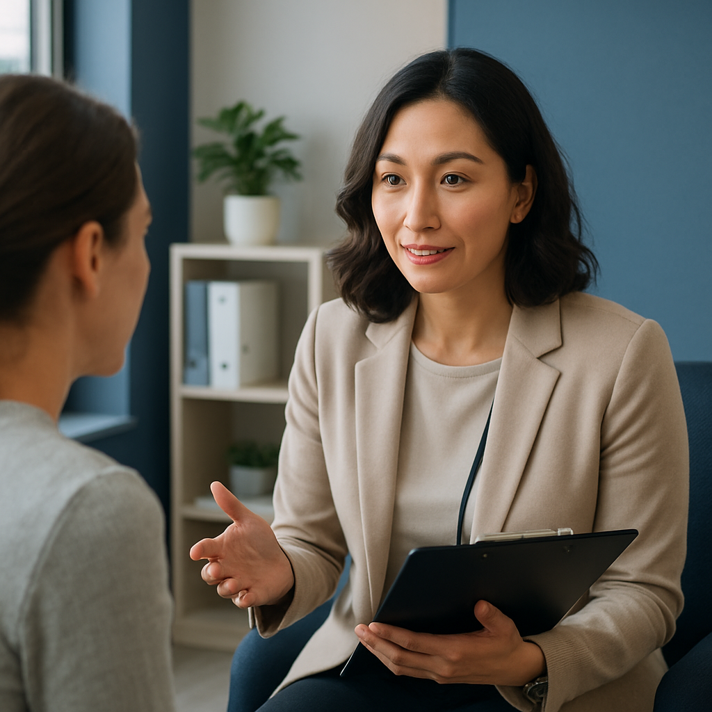 Therapist guiding a patient with compassionate, professional care