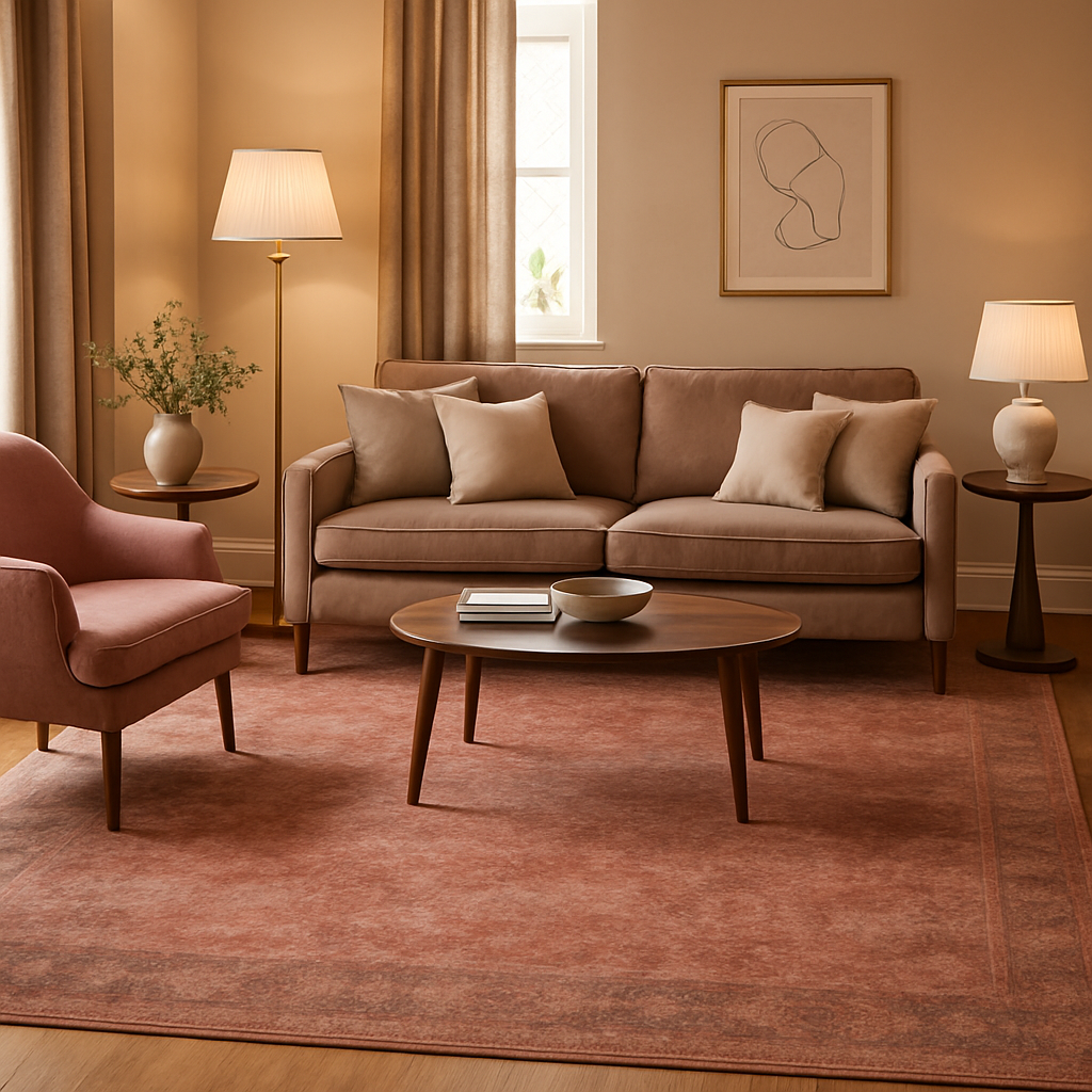 Cozy stylish living room with elegant carpet