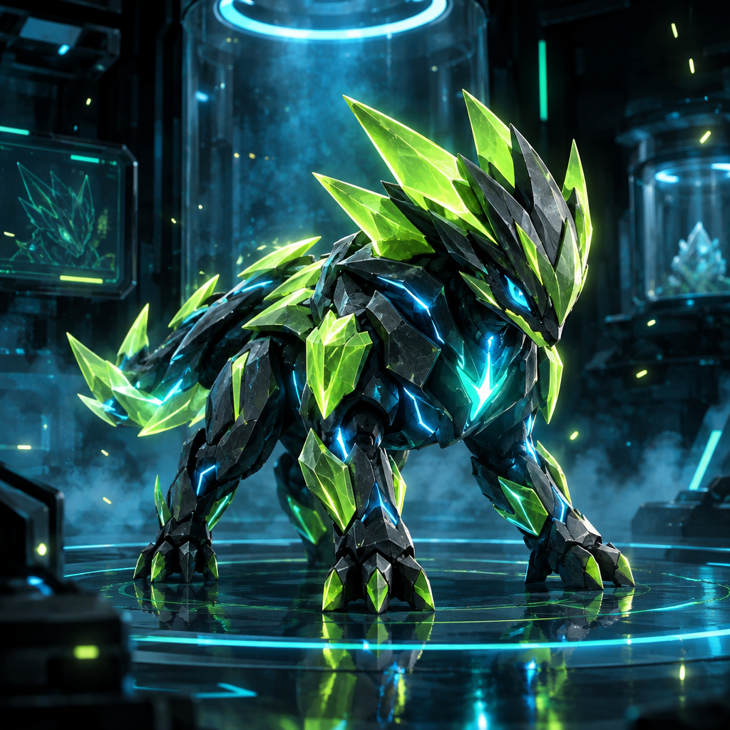 Future path concept showing Nib evolving into Thorn Pulse form with armored lime energy plates