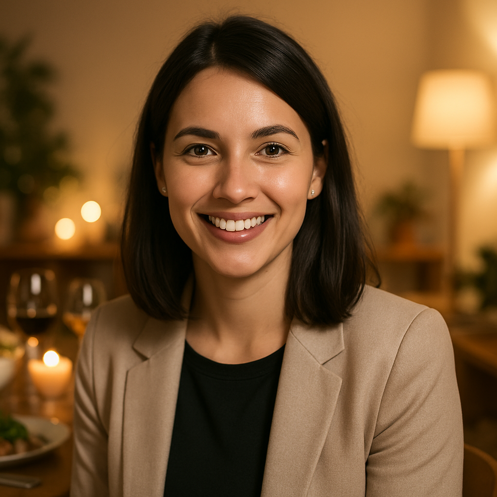 Laura Soto disfrutando de la cena
