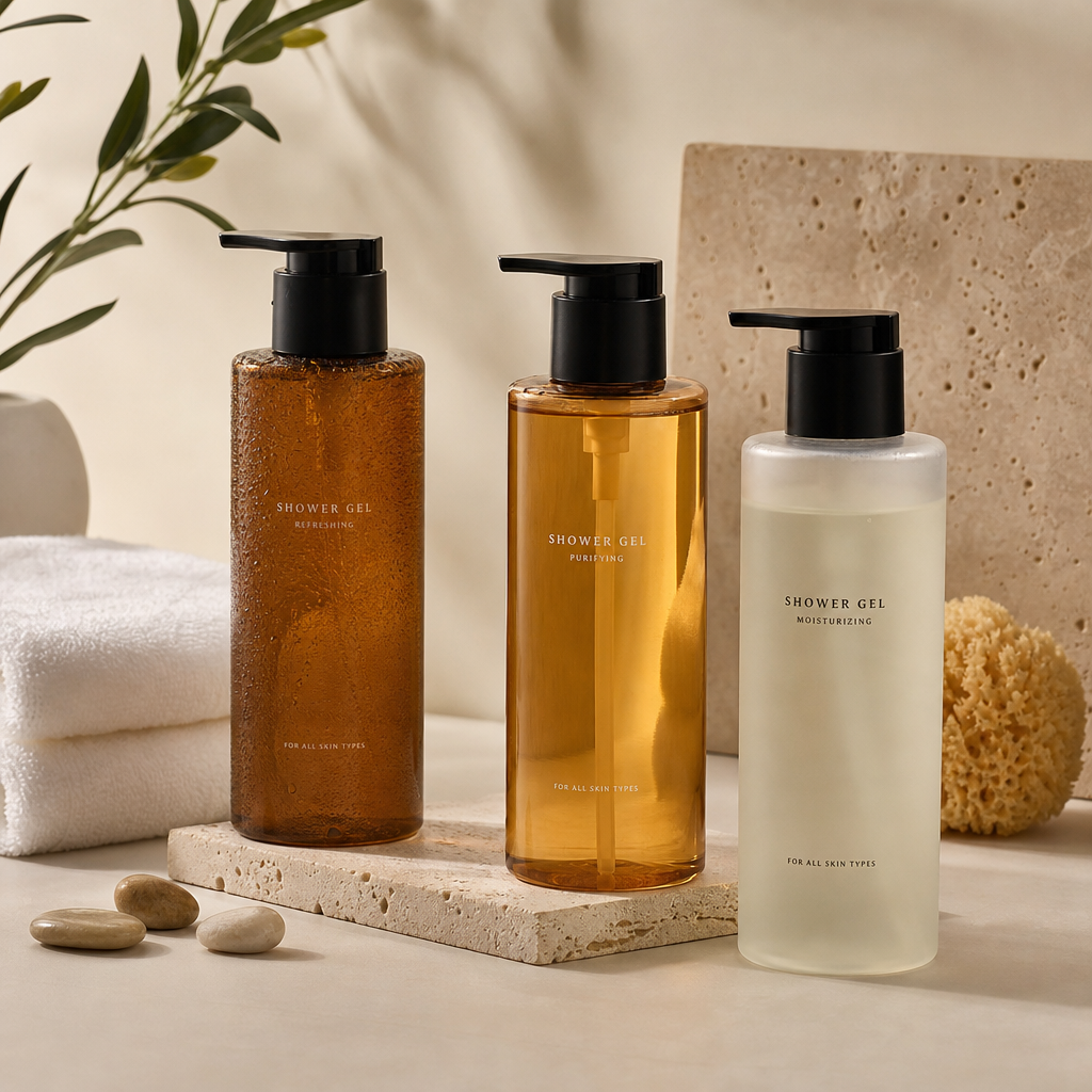 Bottles of shower gel