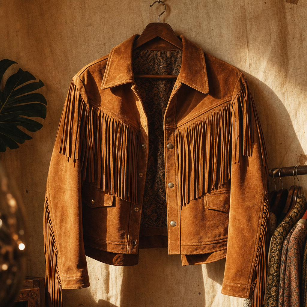Sunset Suede Fringe Jacket vintage clothing piece