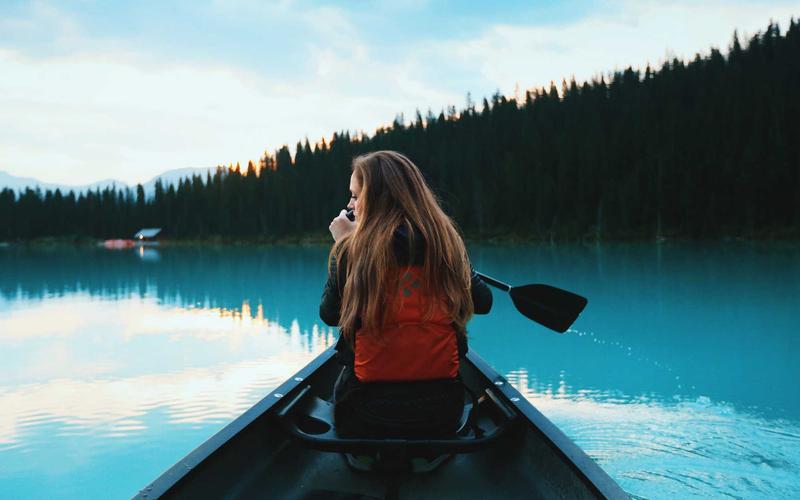 Calm lake with mountains