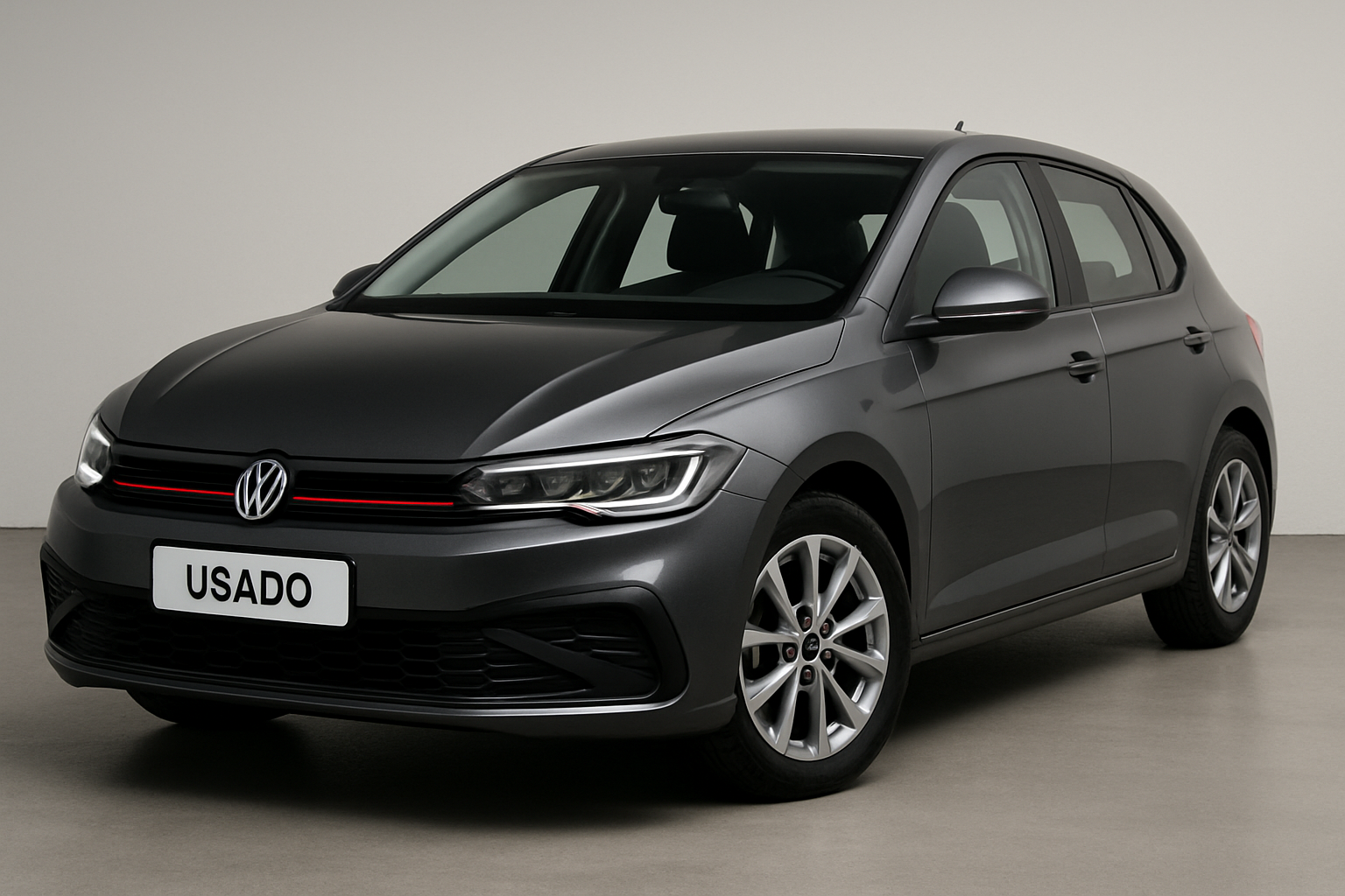 Visual automotivo moderno com carro seminovo em destaque