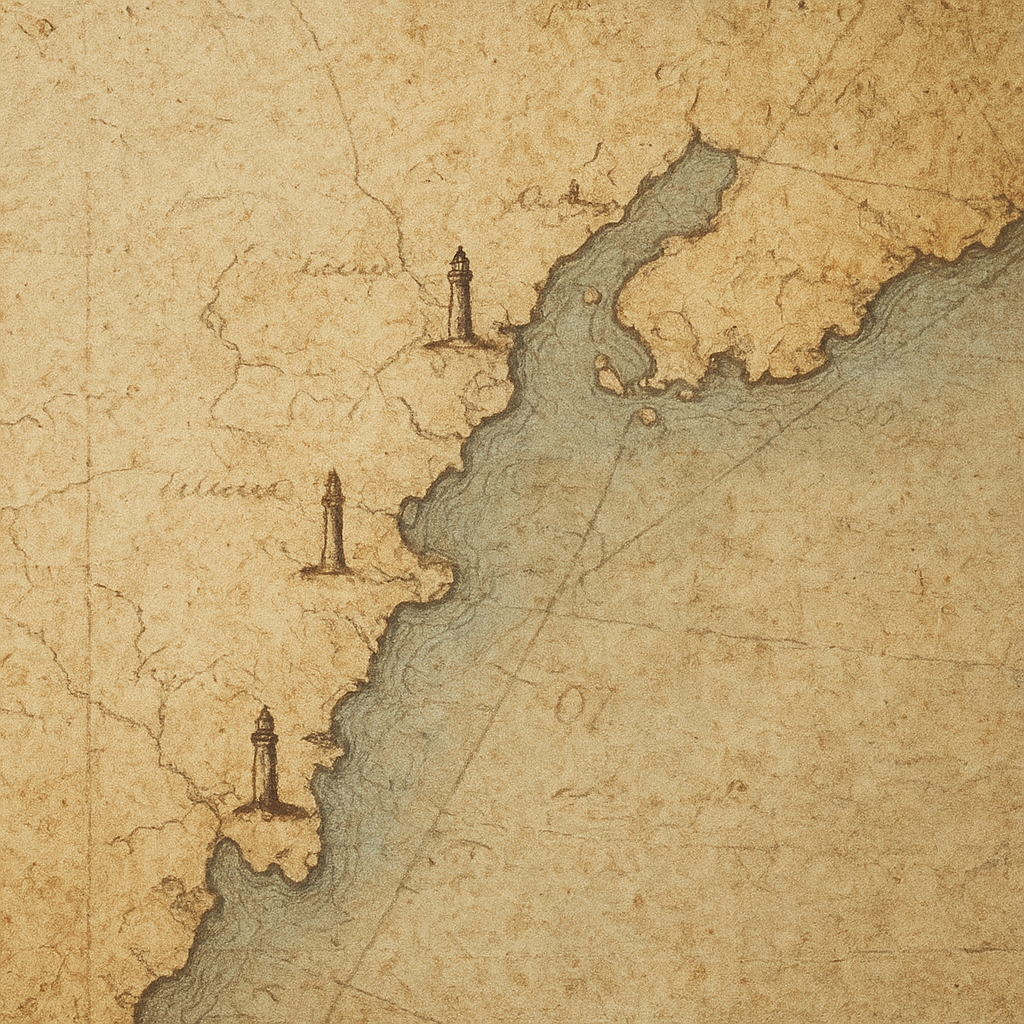 Historic coastal lighthouse map detail