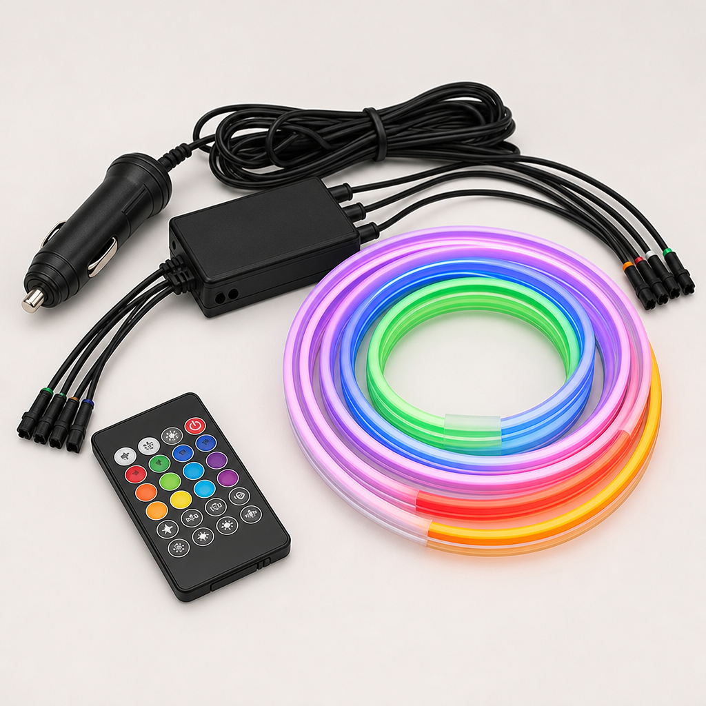 Car LED interior ambient light strips with remote control