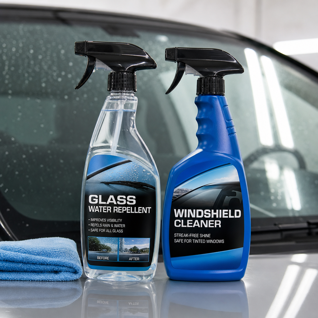Car glass water repellent spray and windshield cleaner bottle