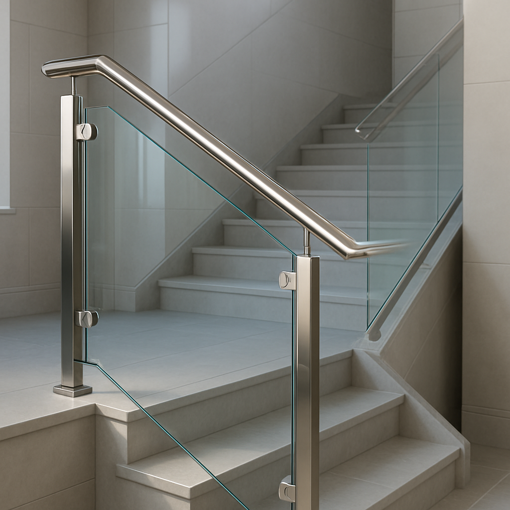 درابزين ستانلس ستيل لامع بتشطيب متقن