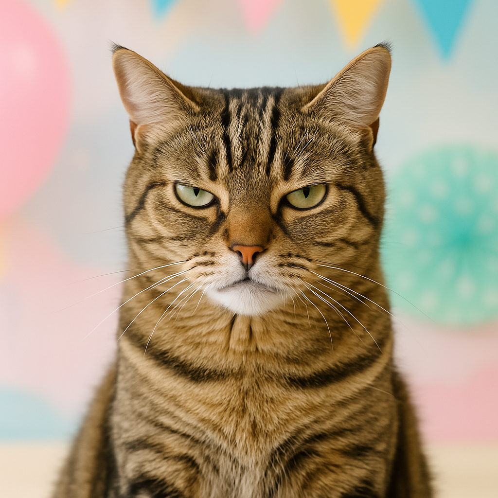 Sassy judgmental tabby cat looking unimpressed