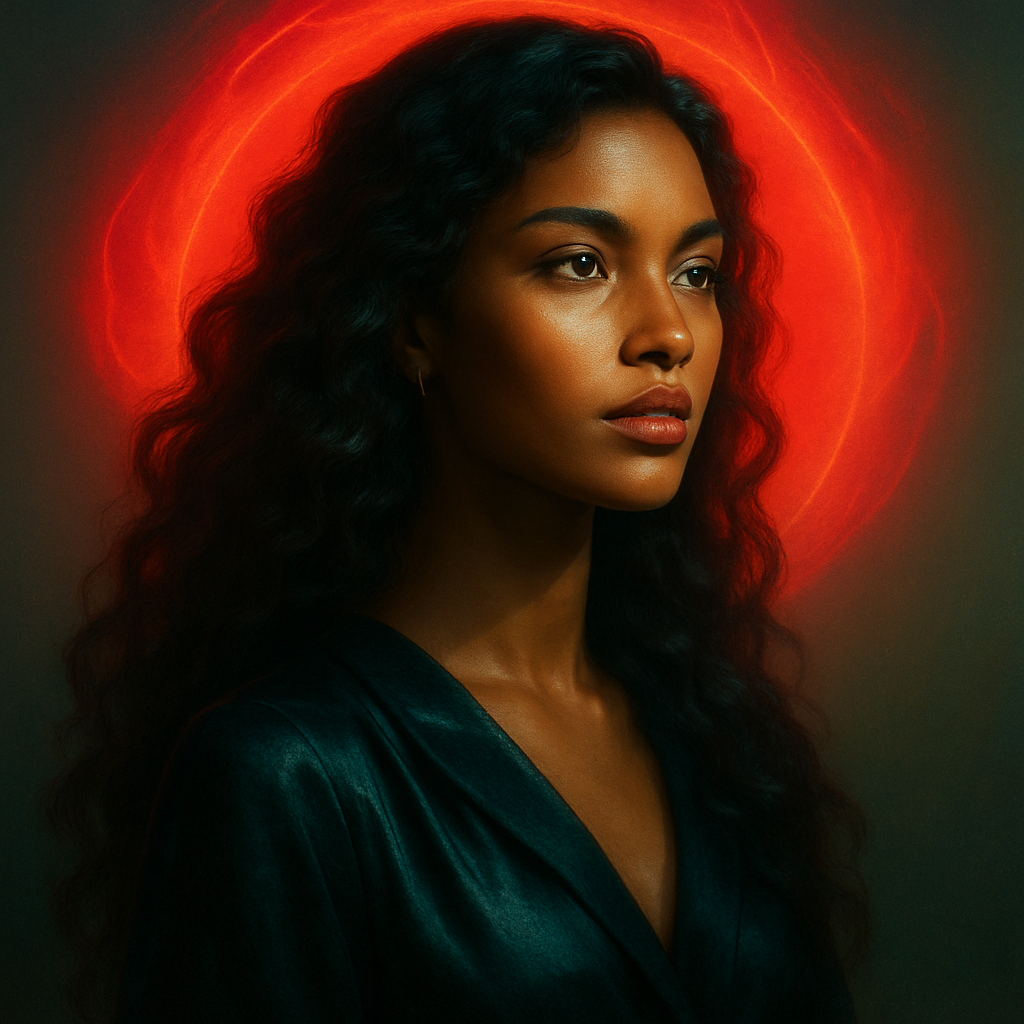 Amara — Volume Ascent, collection Persuasian, halo abstrait rouge