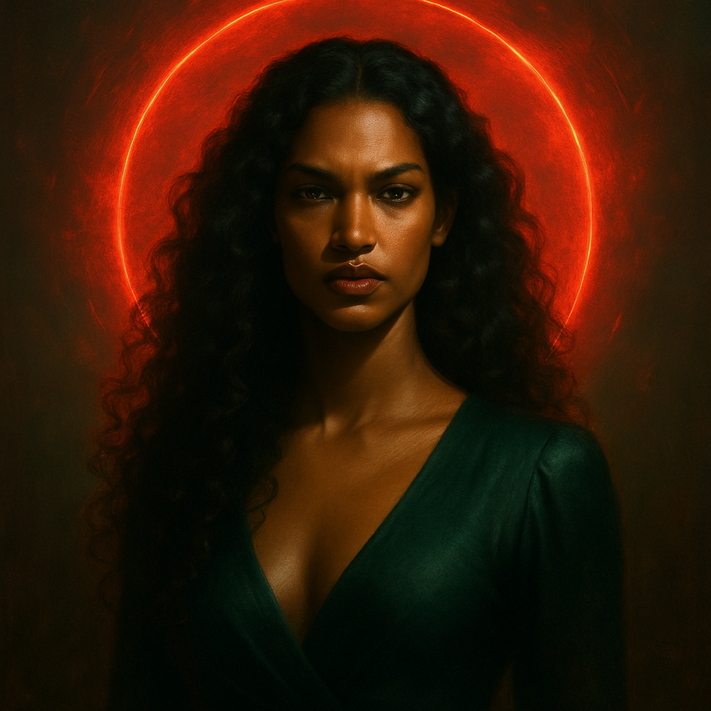 Amara — Volume Dominion, collection Persuasian, halo abstrait rouge