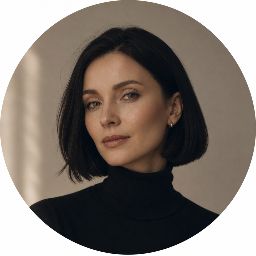 Elegant portrait of Kateryna, a stylish woman with a sleek dark bob