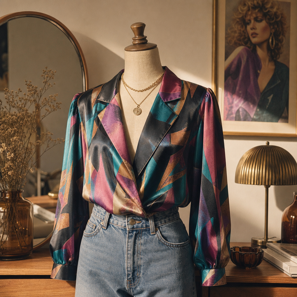 Electric Avenue Satin Blouse vintage clothing photo