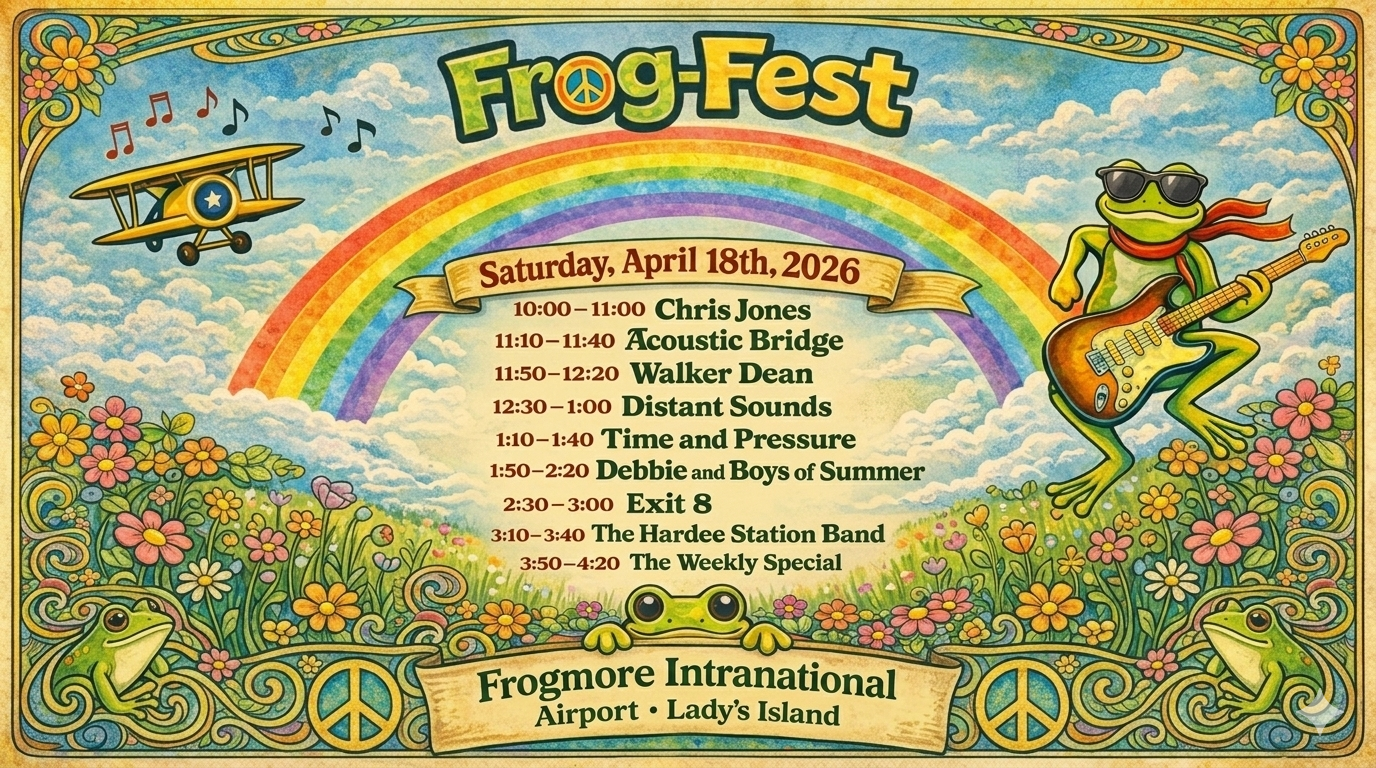 Band lineup graphic for Frog Fest