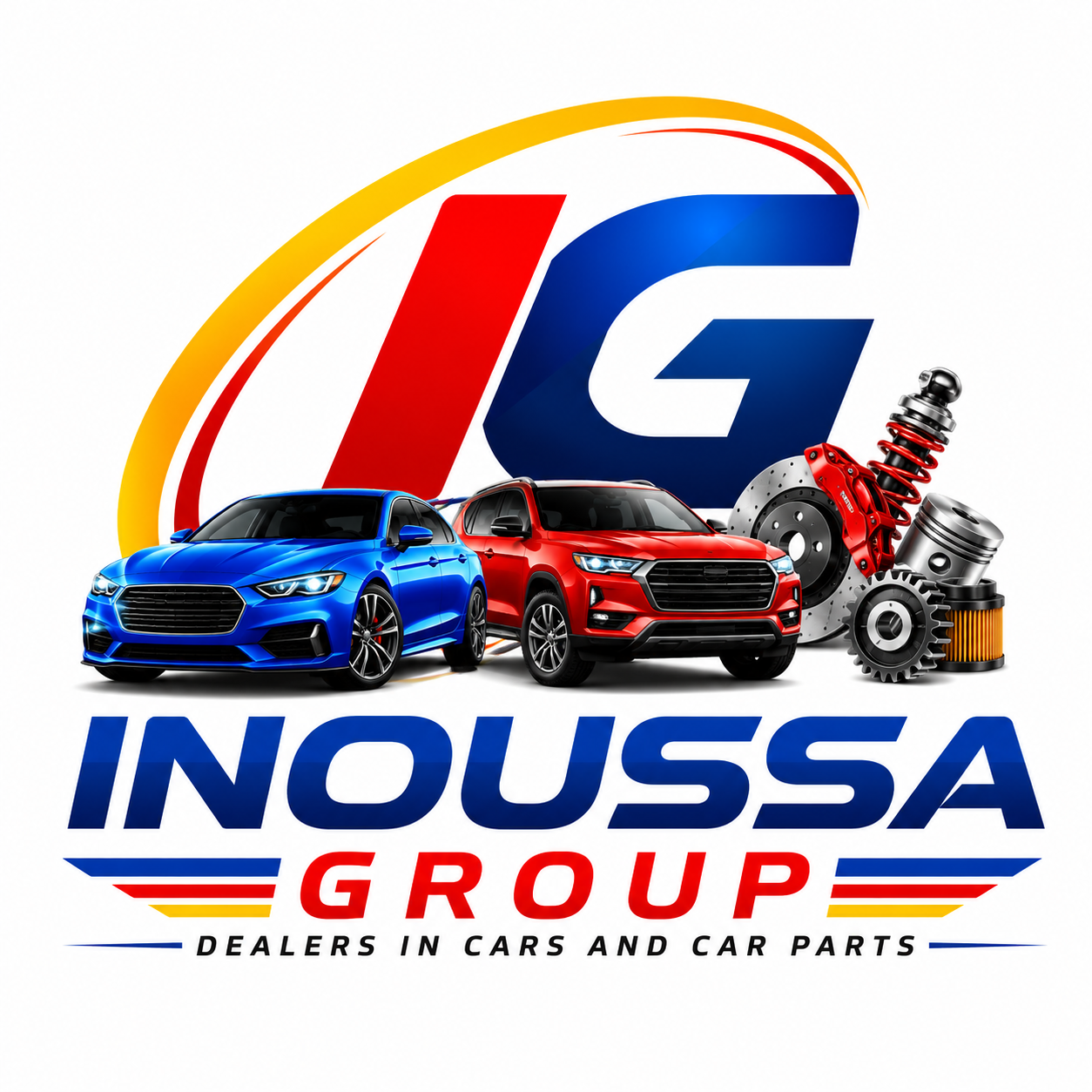 INOUSSA GROUP sponsor logo with cars and automotive parts branding