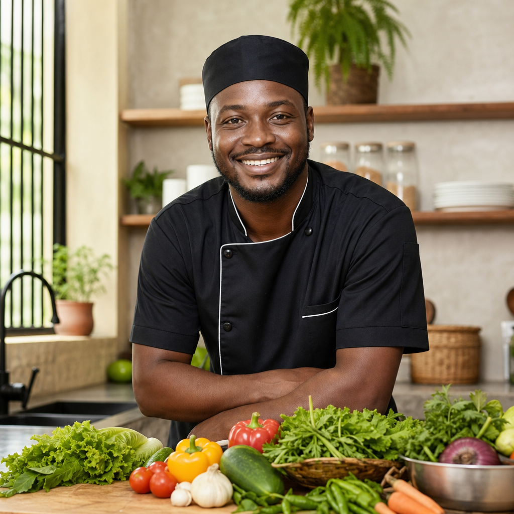 Portrait of Chef Dario in his restaurant kitchen