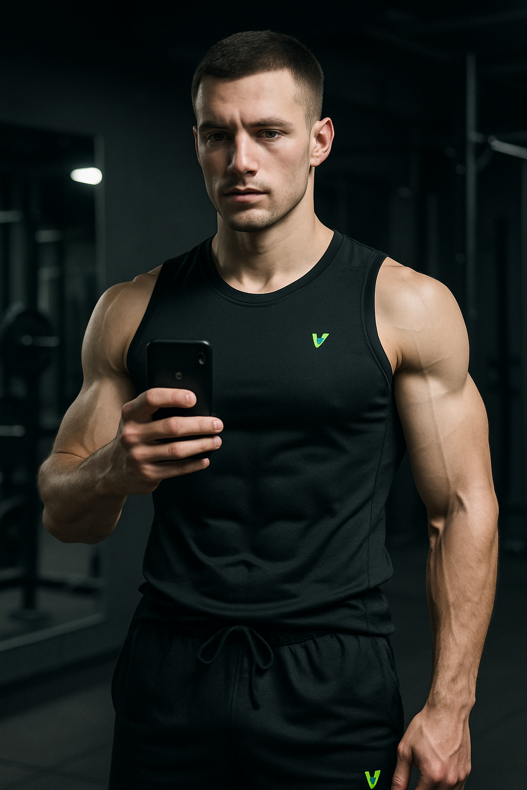 After photo of Andriy with visible abs, broader shoulders, and a leaner waist in similar gym lighting