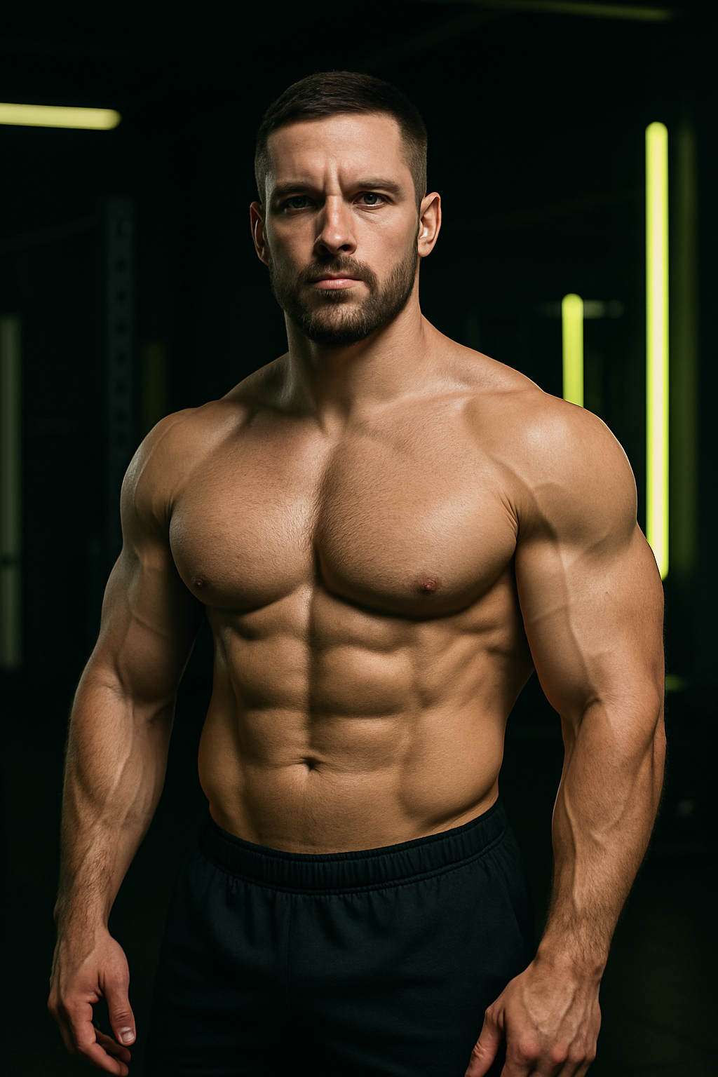 After photo of Roman with fuller chest and shoulders, reduced belly fat, and a more athletic shape