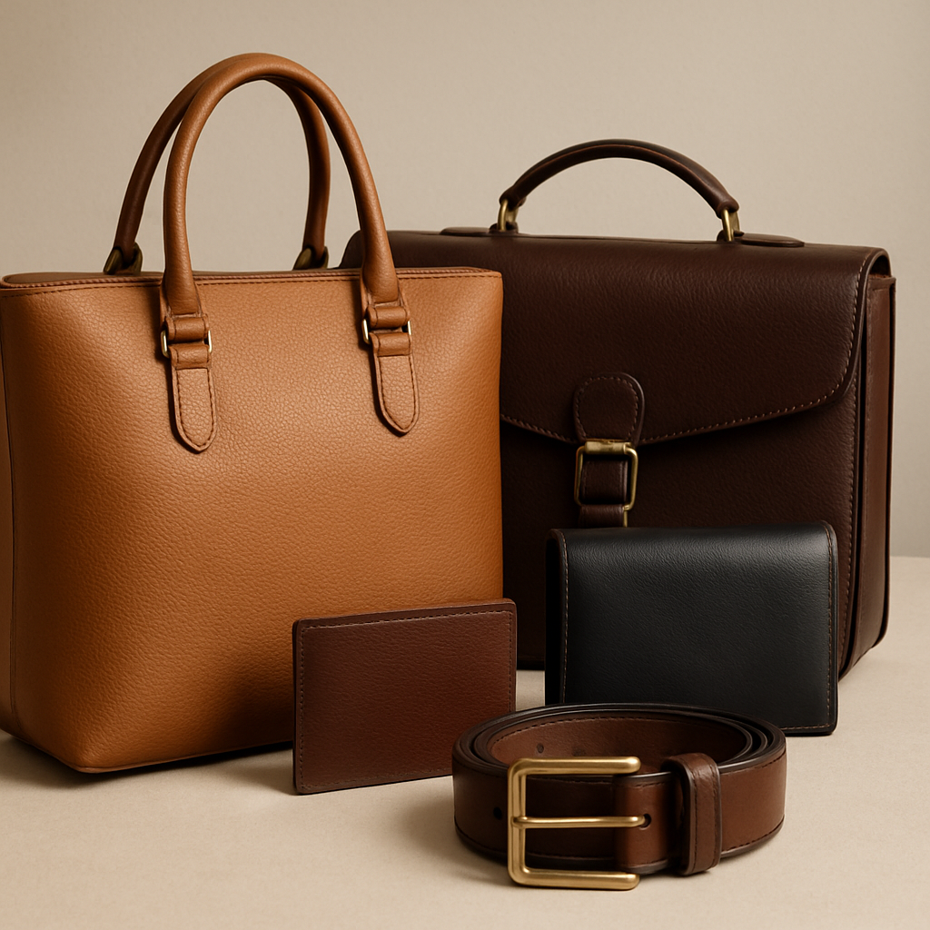 Close-up of a children's leather satchel with fine stitching on a neutral tabletop