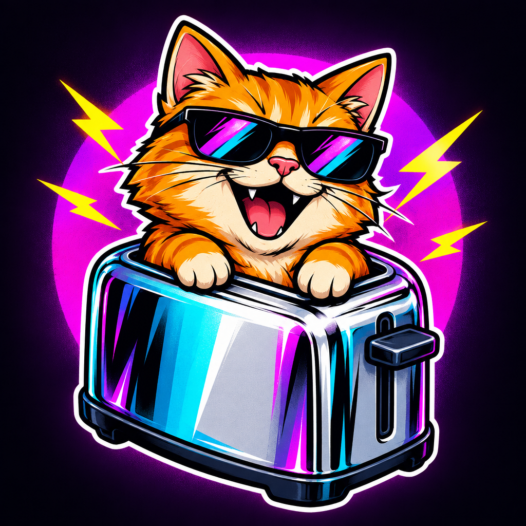Sticker-style toaster cat avatar